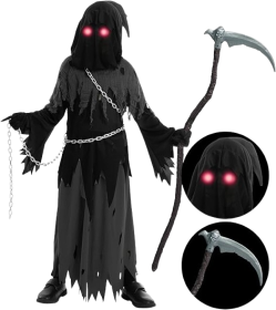 Spooktacular Creations Glowing Eyes Grim Reaper Costume for Kids