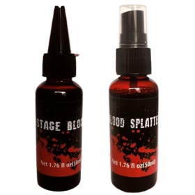 2PCS Halloween Fake Blood Makeup Kit, Fake Blood Spray 1.76oz + Dripping Blood 1.76oz