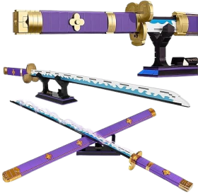 One Piece Purple Enma Zoro Sword 38.8IN with Scabbard and Bracket