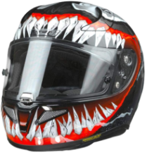 Venom siyah ve kırmızı kask
