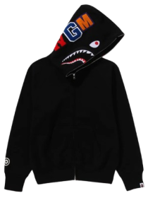Shark tam fermuarlı hoodie