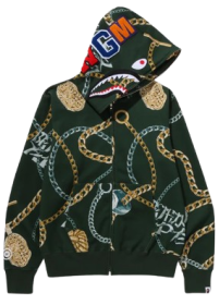 Bape Jewels Shark tam fermuarlı hoodie