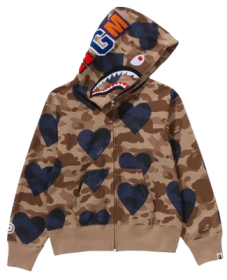 I Love Bape Shark tam fermuarlı hoodie