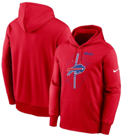 Erkek Buffalo Bills Nike kırmızı performans polar kapüşonlu