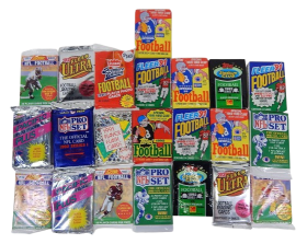 300 adet vintage NFL futbol kartı – orijinal mühürlü wax paketlerde