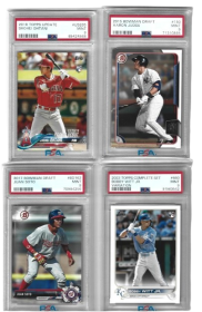 Derecelendirilmiş PSA 9 mint Shohei Ohtani, Aaron Judge, Juan Soto ve Bobby Witt Jr. 4 kartlık beyzbol çaylak kart lotu (Bowman & Topps yıldız oyuncular)