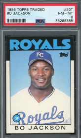 Bo Jackson 1986 Topps Traded beyzbol çaylak kartı #50T derecelendirilmiş PSA 8