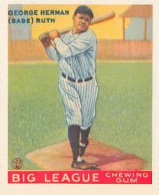 Babe Ruth beyzbol kartı 1977 Dover yeniden baskı #144