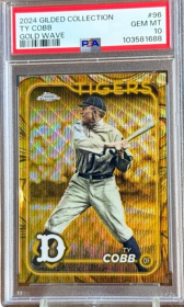 PSA 10 Ty Cobb altın dalga refraktör /75 2024 Topps Gilded POP