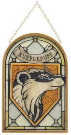 Harry Potter Hufflepuff Crest Hanging Glass Wall Decor