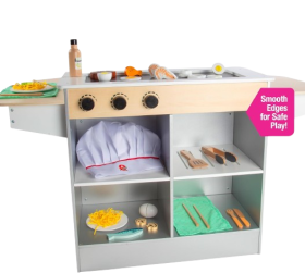 Hibachi Grill Wooden Kids Playset w Stools