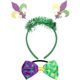 Mardi Gras Fleur De Lis Headband and Bowtie