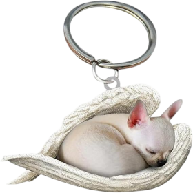 Cute Sleeping Dog Angel Acrylic Keychain