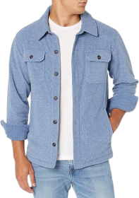 Men's Long-Sleeve Polar Fleece Shirt Jacket for Winter