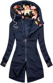 Women's Floral Print Full Zip Up Hoodie