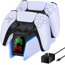 PS5 Controller Charger with LED Light Dual Stand Charger Dock