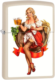 Zippo Lighter Cream Matte Oktoberfest Pinup Girl