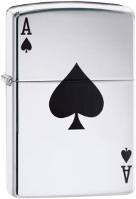 Zippo Lighter Ace of Spades High Polish Chrome