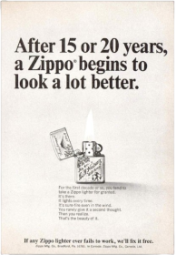 1967 Zippo Lighter: After 15 or 20 Years, Zippo Print Ad