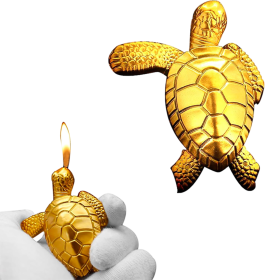 Vintage Metal Butane Gold Turtle Lighter
