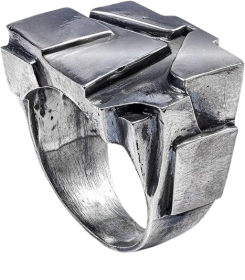 Broken Glacier Nexus Oxidized Silver Band Ring