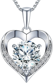 Engraved Heart Shaped Moissanite Necklace