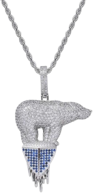 Iced Out Polar Bear Pendant 18K Gold Plated Chain
