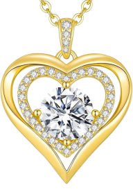 Women's Moissanite Heart Pendant Necklace